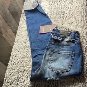 Fashion Nova Dark Blue Distressed Jeggings